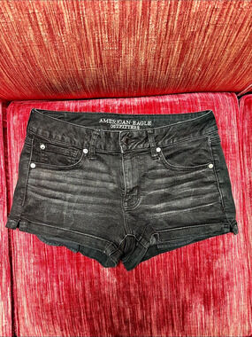 American Eagle Outfitters Shortie Black Jean Shorts Size 10